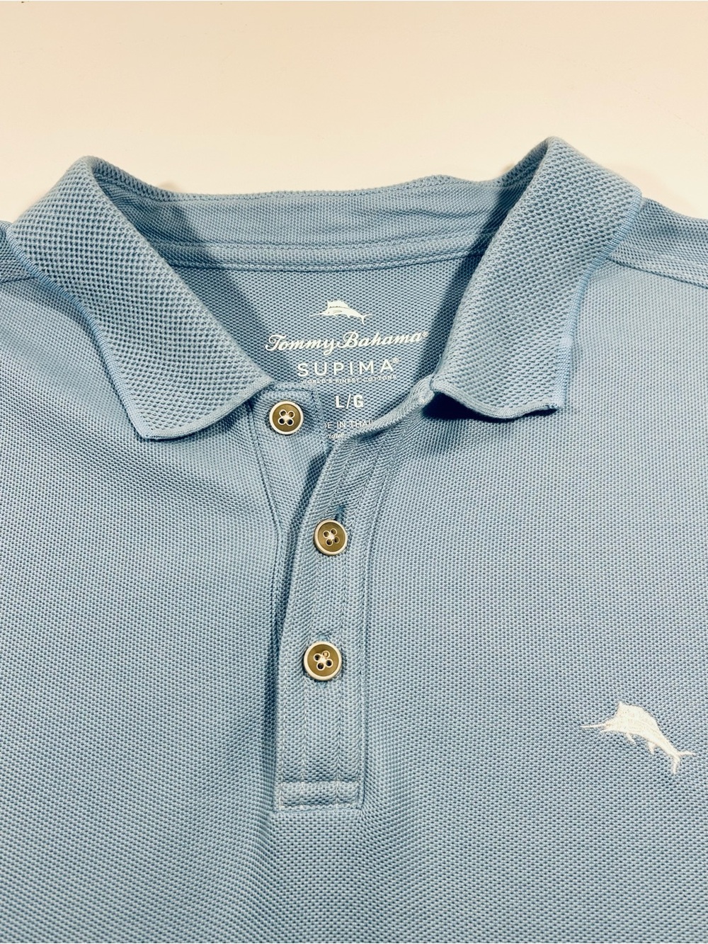 Tommy Bahama Polo Shirt Large Blue Supima Cotton Short Sleeve Classic Fit - Picture 7 of 12